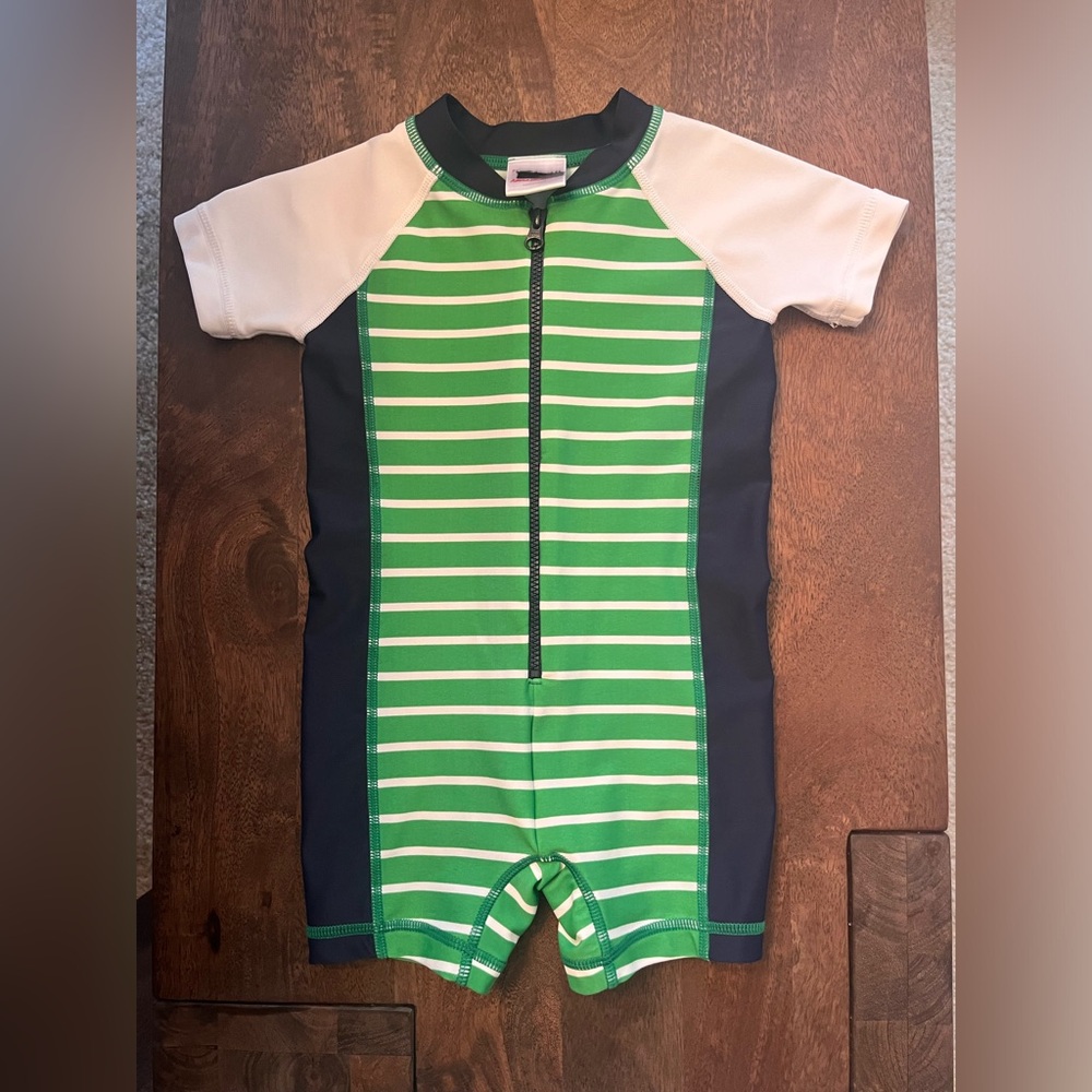 Hanna Andersson Short Sleeve One Piece Baby Rash Guard 12-18m Like New